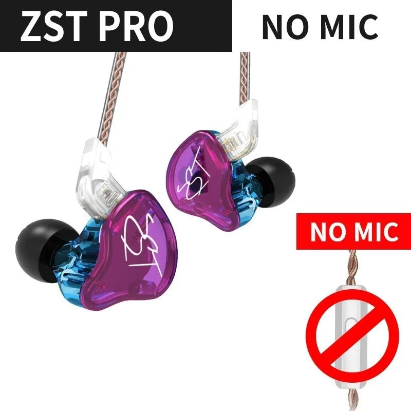 KZ ZST Hybrid Technology 1DD 1BA Earphones 3.5mm In Ear Monitors Noise Cancelling HiFi Music Sports Bass Earbuds Headset