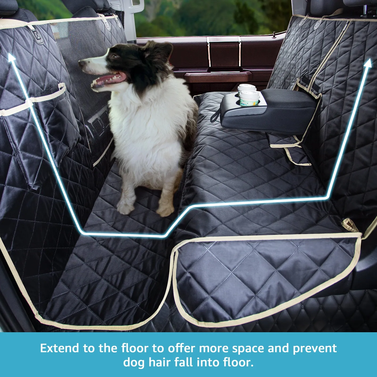 Lassie 4 in 1 Floor Dog Hammock for Crew Cab,100% Waterproof Backseat Cover Dog Seat Covers for Trucks, Bench Protector for Ford F150, Cevy Silverado,GMC Sierra,Toyota Tundra,Ram 1500 Truck etc