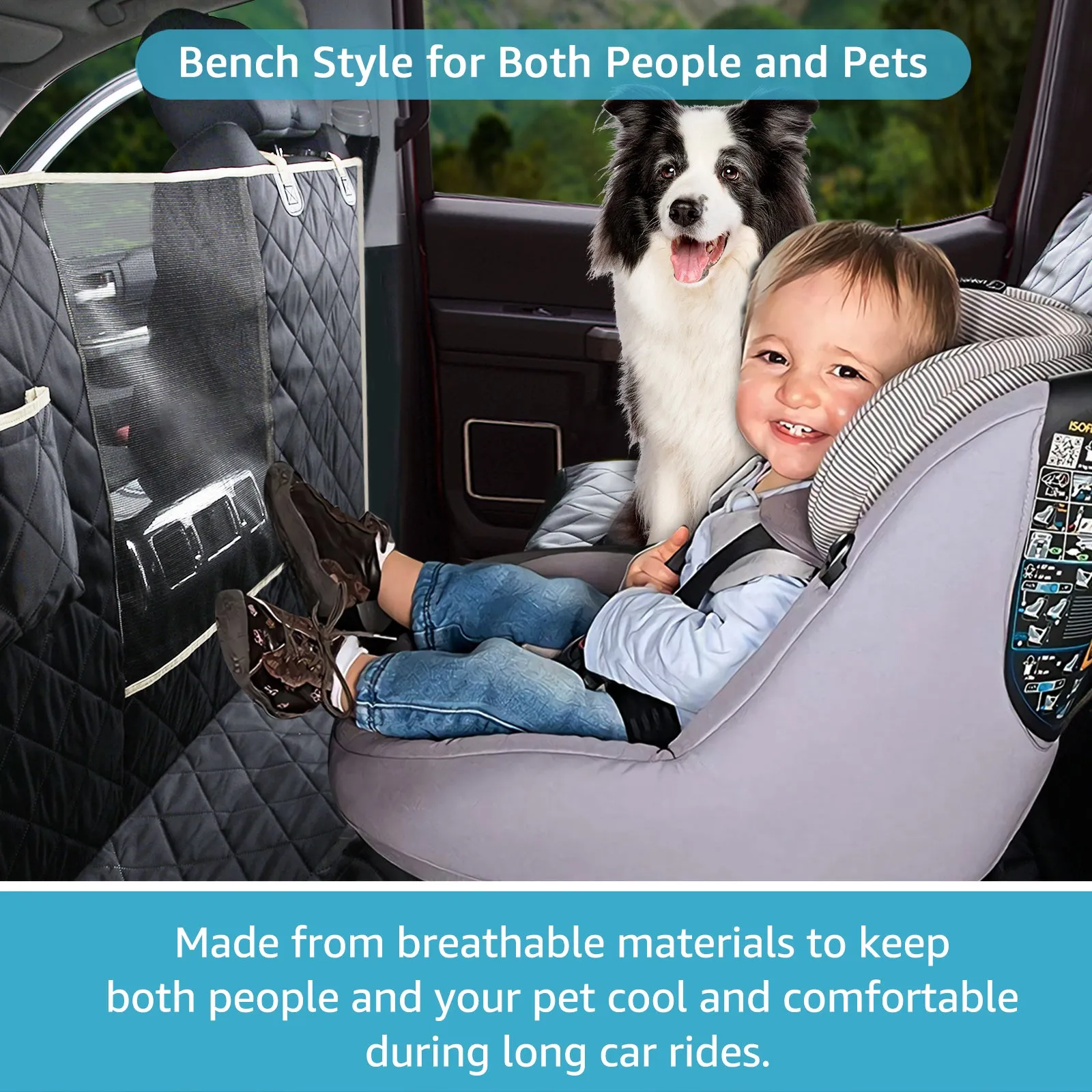 Lassie 4 in 1 Floor Dog Hammock for Crew Cab,100% Waterproof Backseat Cover Dog Seat Covers for Trucks, Bench Protector for Ford F150, Cevy Silverado,GMC Sierra,Toyota Tundra,Ram 1500 Truck etc