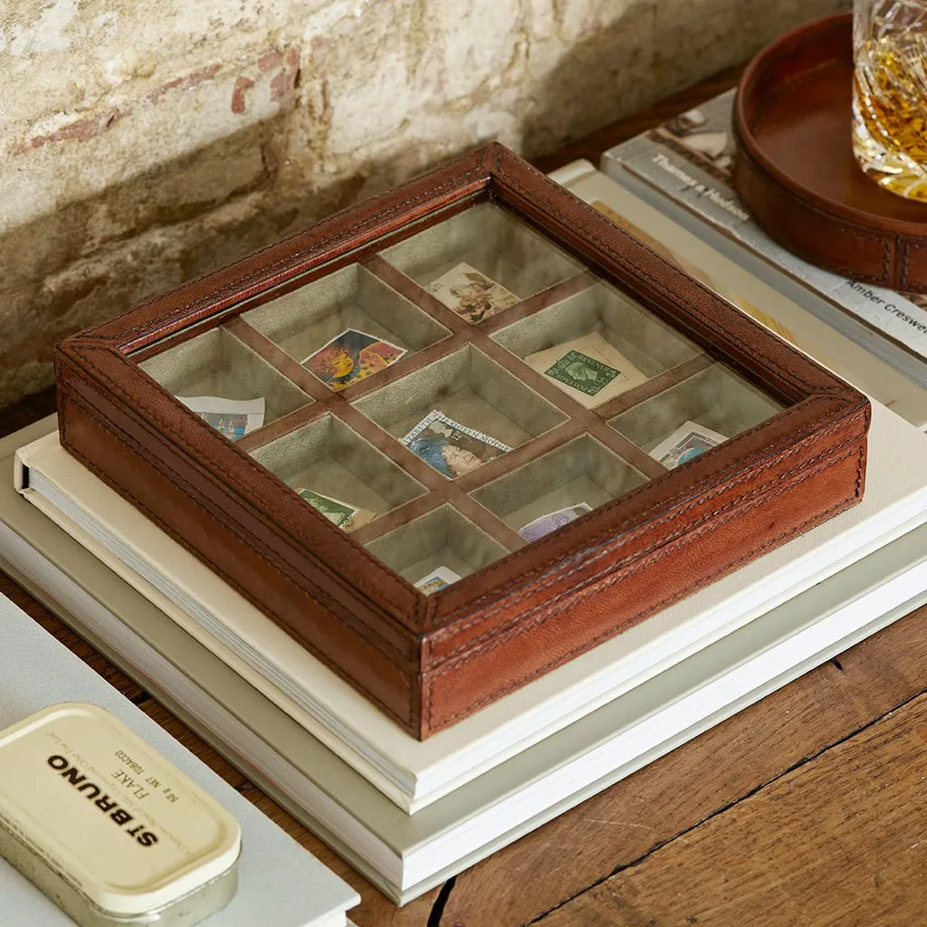 Leather Trinket Organiser With Glass Lid