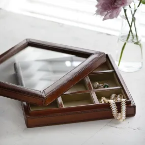 Leather Trinket Organiser With Glass Lid