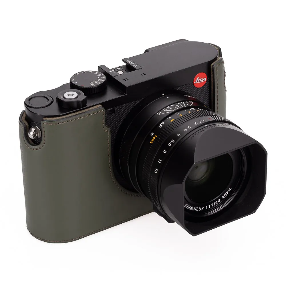 Leica Q3 Half Case, Leather, Olive Green