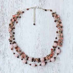 Magical Inspiration in Pink Multi-Gemstone Rose Quartz Beaded Necklace from Thailand