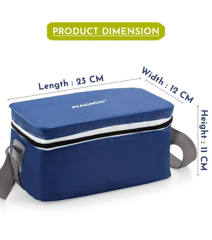 Magnus Fancy 3 Prime Steel Lunch Box Set | Leak-Proof Lunch Box for Kids | Lunch Boxes for Office Men & Women | Tiffin with 3 Compartments & Washable Cover | Safe & Stylish Design (Blue)