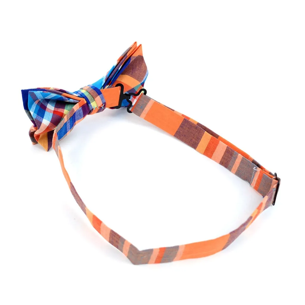 Men's Plaid Cotton Bow Tie & Matching Pocket Square