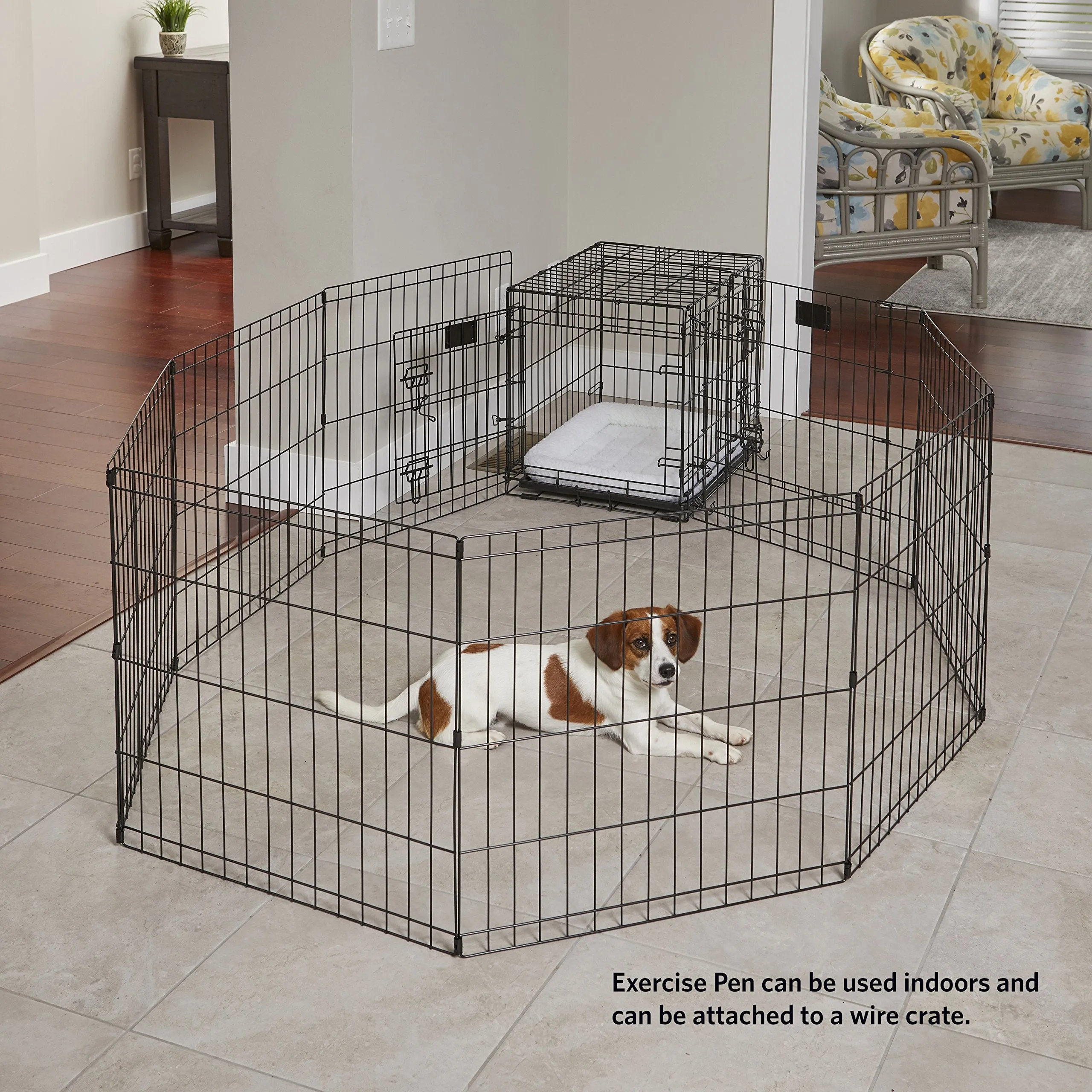 MidWest Foldable Metal Dog Exercise Pen - 24'W x 30'H with Door, Black