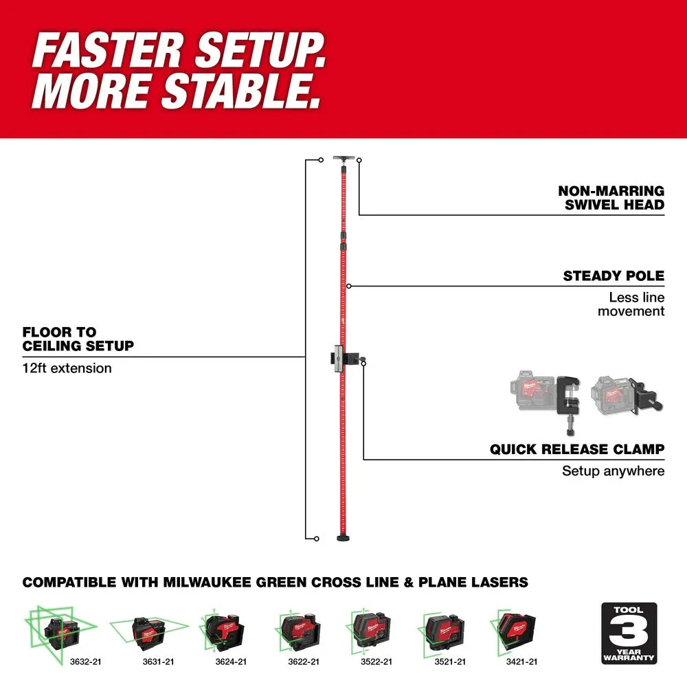 Milwaukee 48-35-1511 Milwaukee 12ft Telescoping Laser Pole