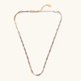 Mixed Metal Herringbone Necklace