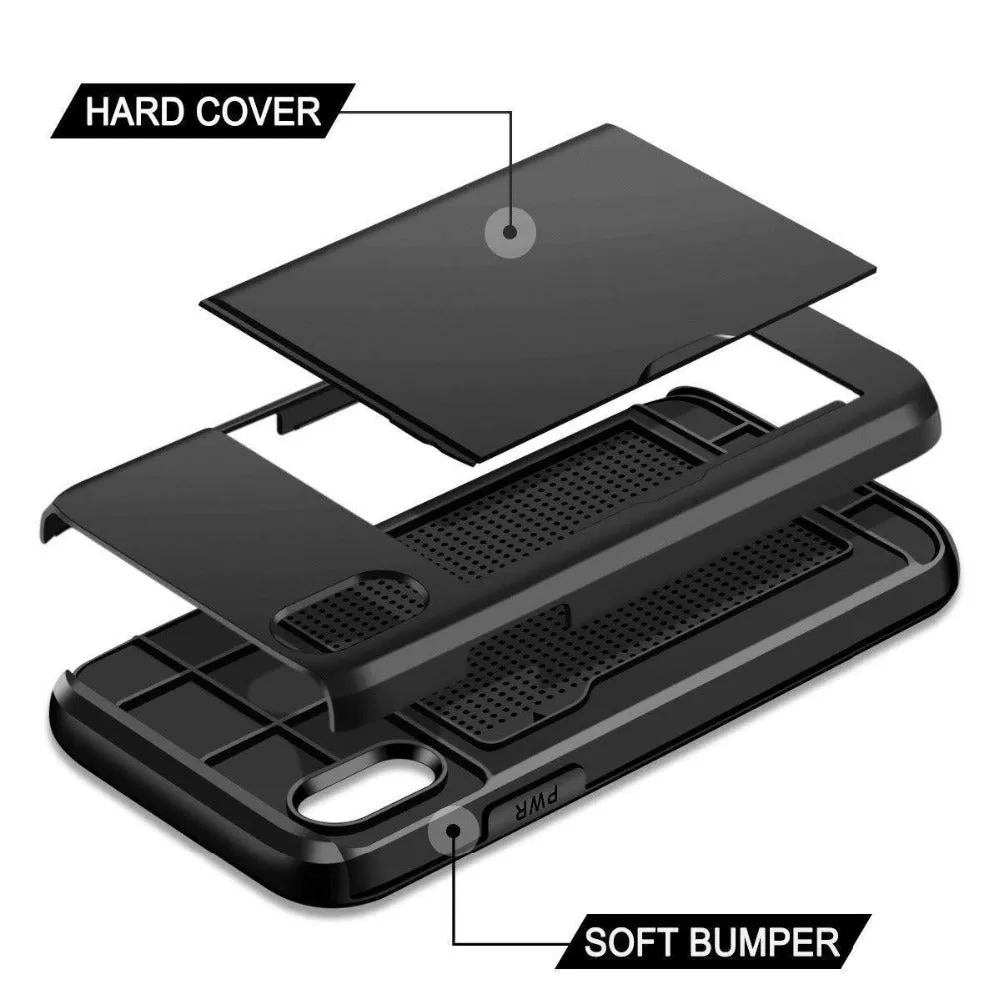 Mobile phone card case dual layer hybrid defender armor case cover