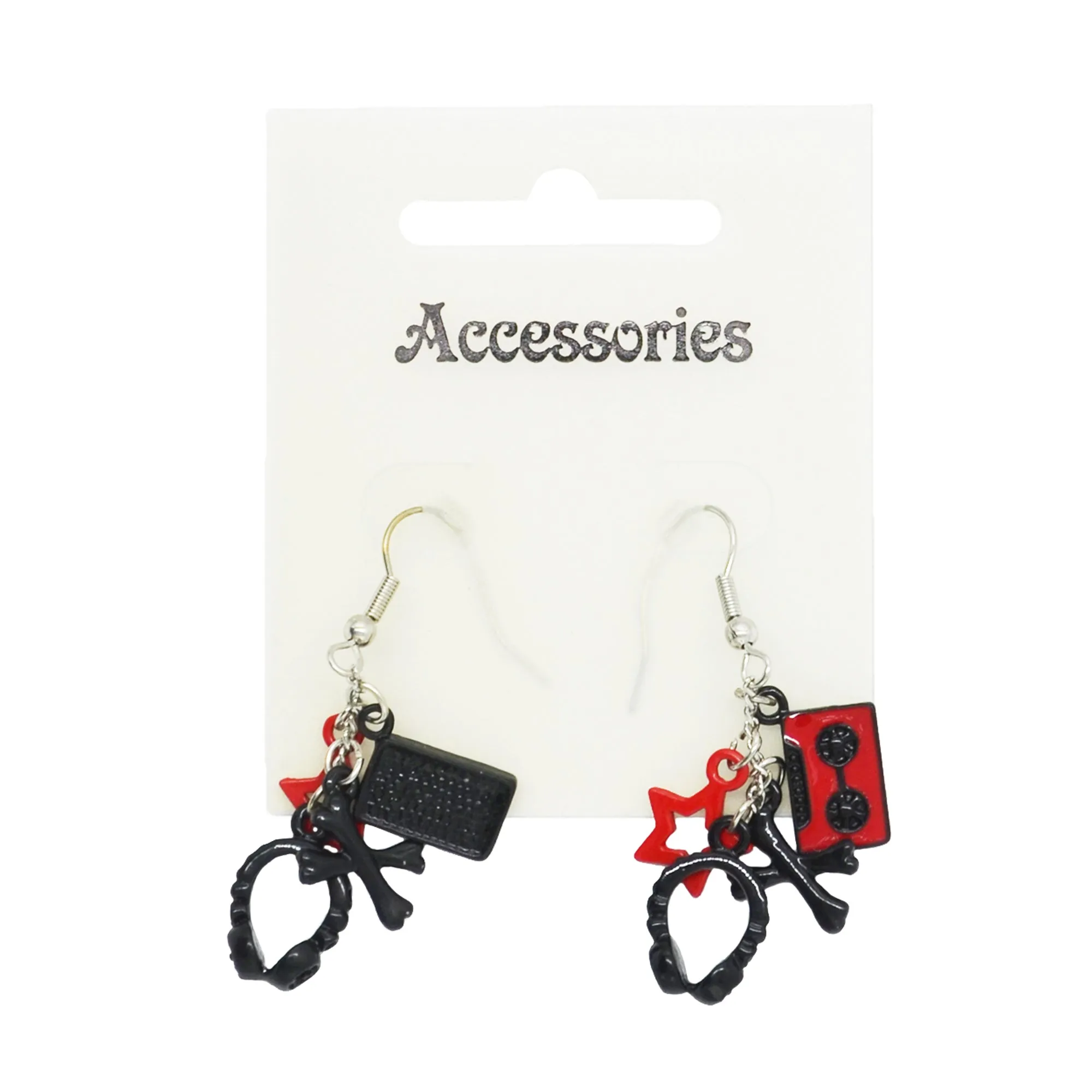 Multi Themed Black & Red Charm Earrings