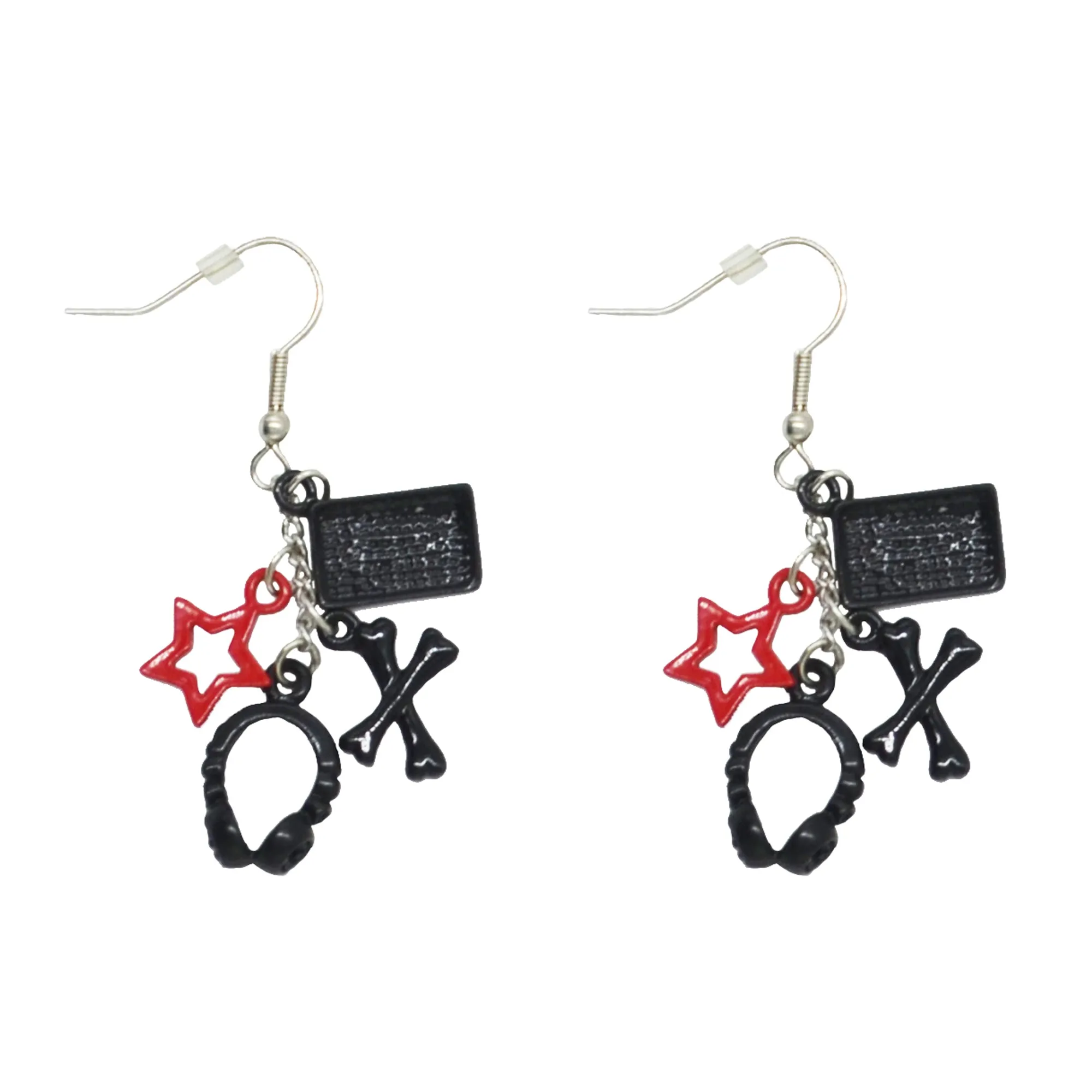 Multi Themed Black & Red Charm Earrings