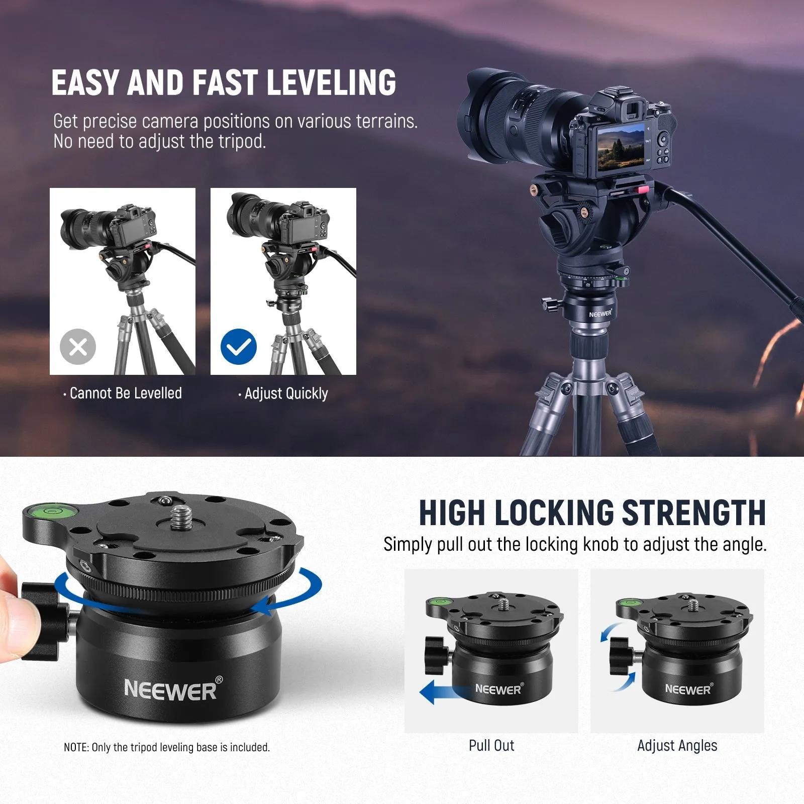 NEEWER GM15 Tripod Leveling Base (ø60mm) Camera Leveler