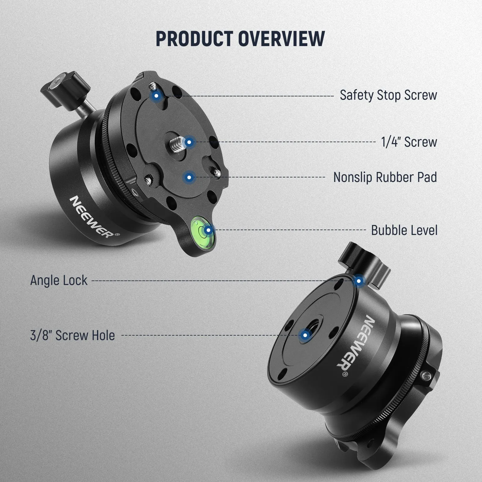 NEEWER GM15 Tripod Leveling Base (ø60mm) Camera Leveler