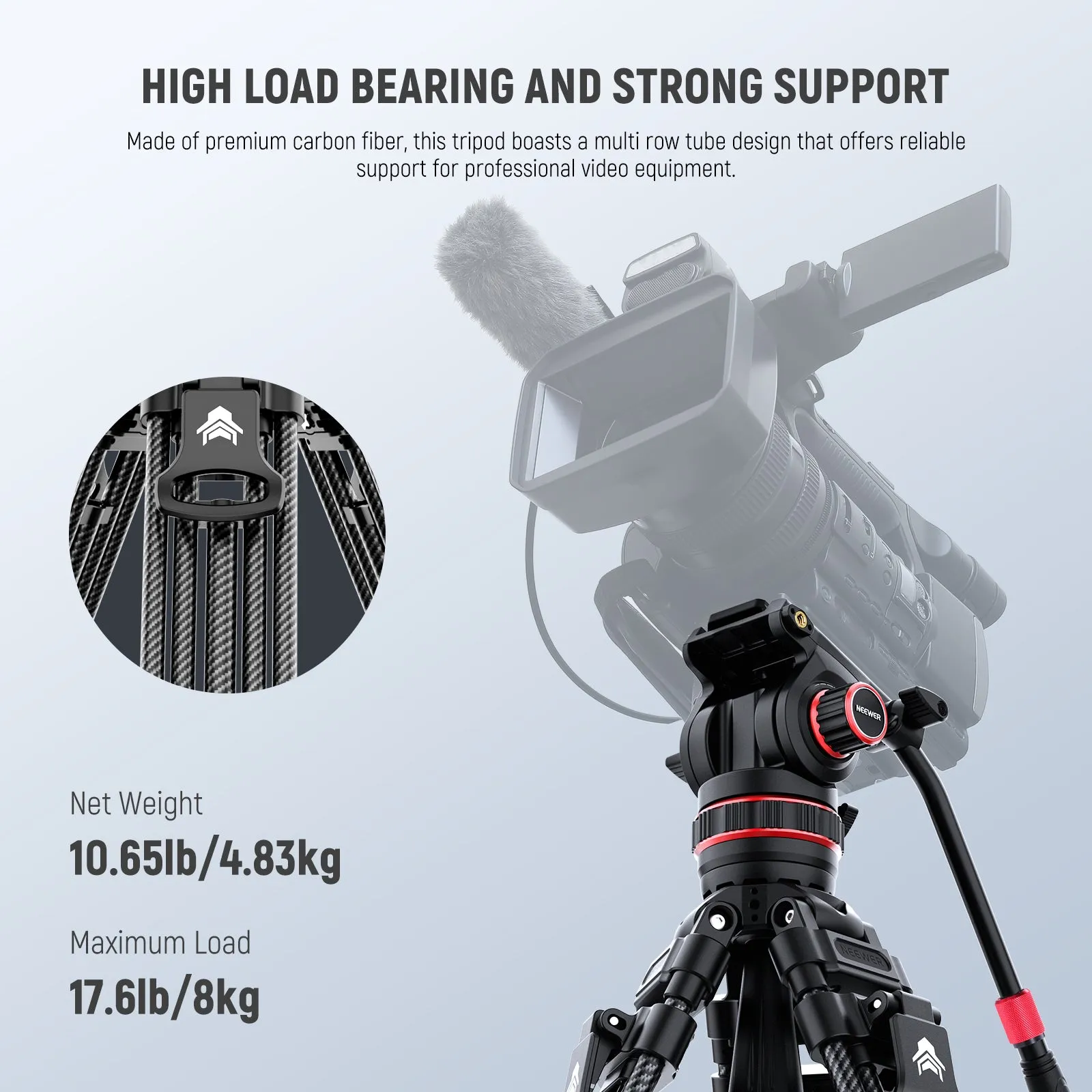 NEEWER LL36 78" Carbon Fiber Video Tripod with Fluid Head