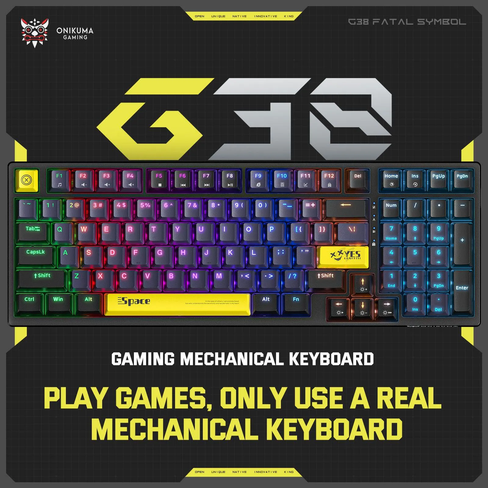 New ONIKUMA G38 Three Color Wired Mechanical Keyboard, 98 Keys Gamer For PC Laptop