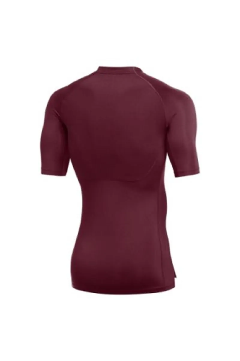 Nike Men's Pro Dri FIT Medium Dark Maroon Fitted Half Sleeve Shirt