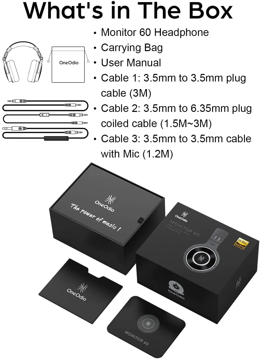 OneOdio MONITOR 60 Wired Professional Studio Headphones with Hi-Res Audio for Music Recording, Production, Live Streaming, and Boardcasting