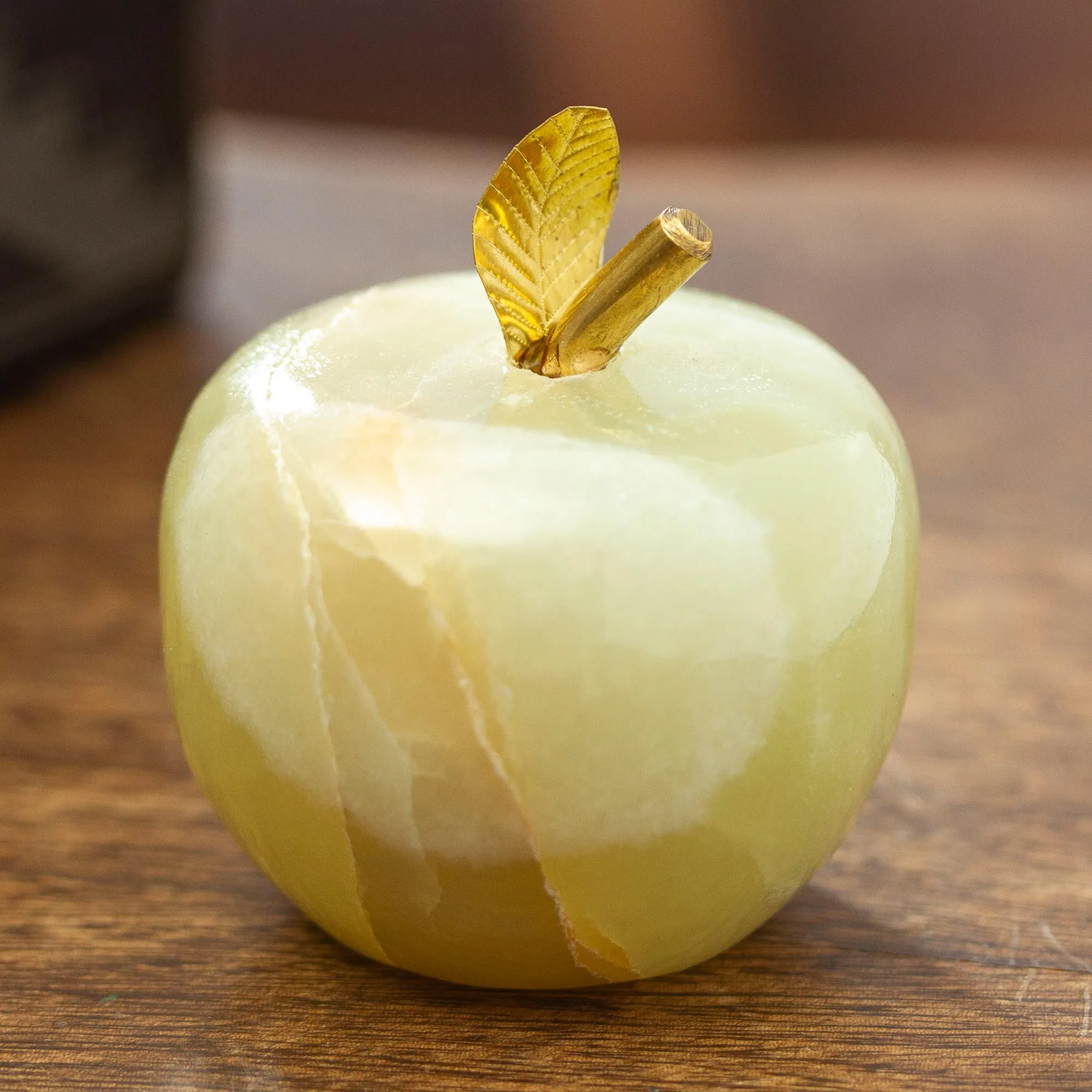 Onyx and Brass Apple Sculpture from Mexico - Eris Apple | NOVICA