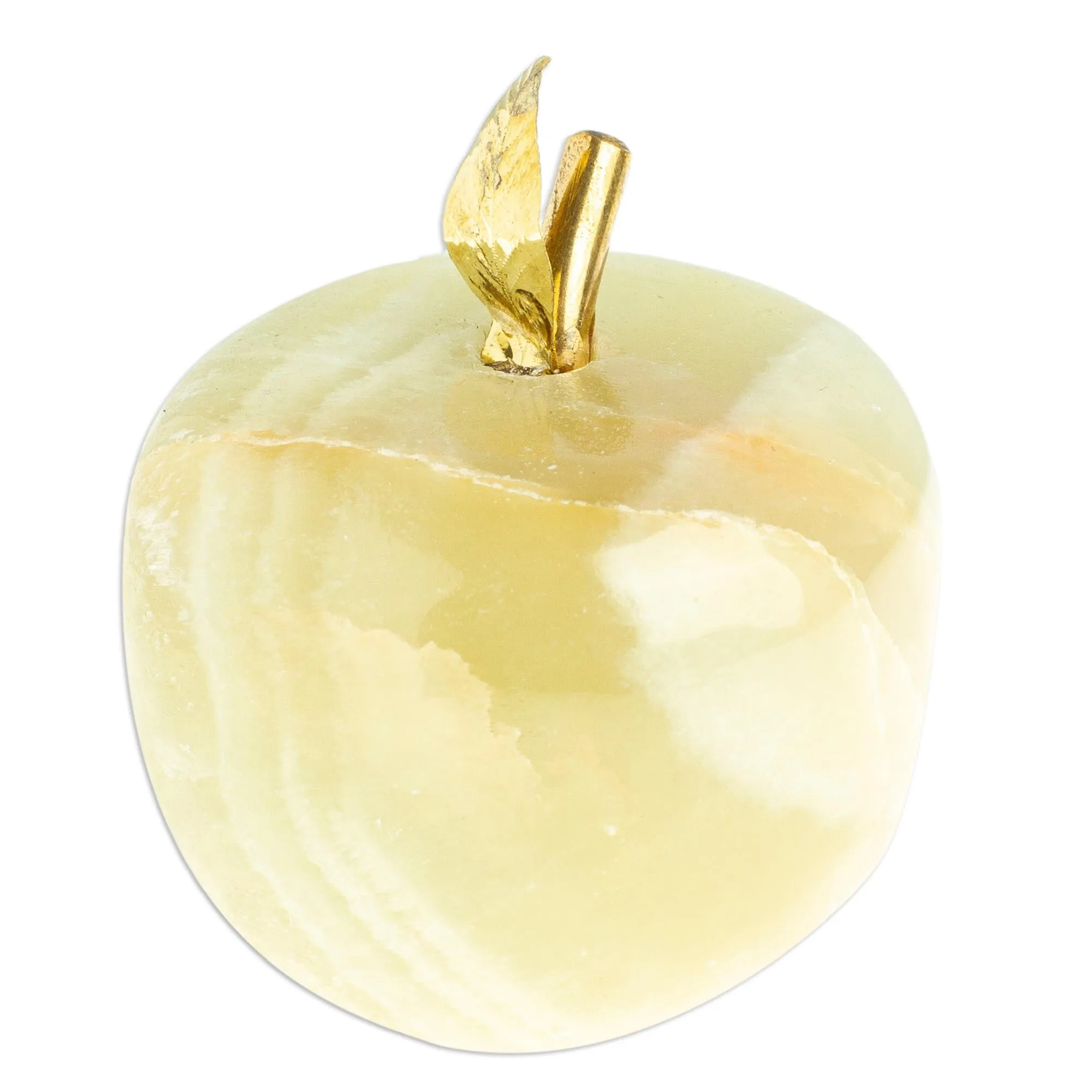 Onyx and Brass Apple Sculpture from Mexico - Eris Apple | NOVICA