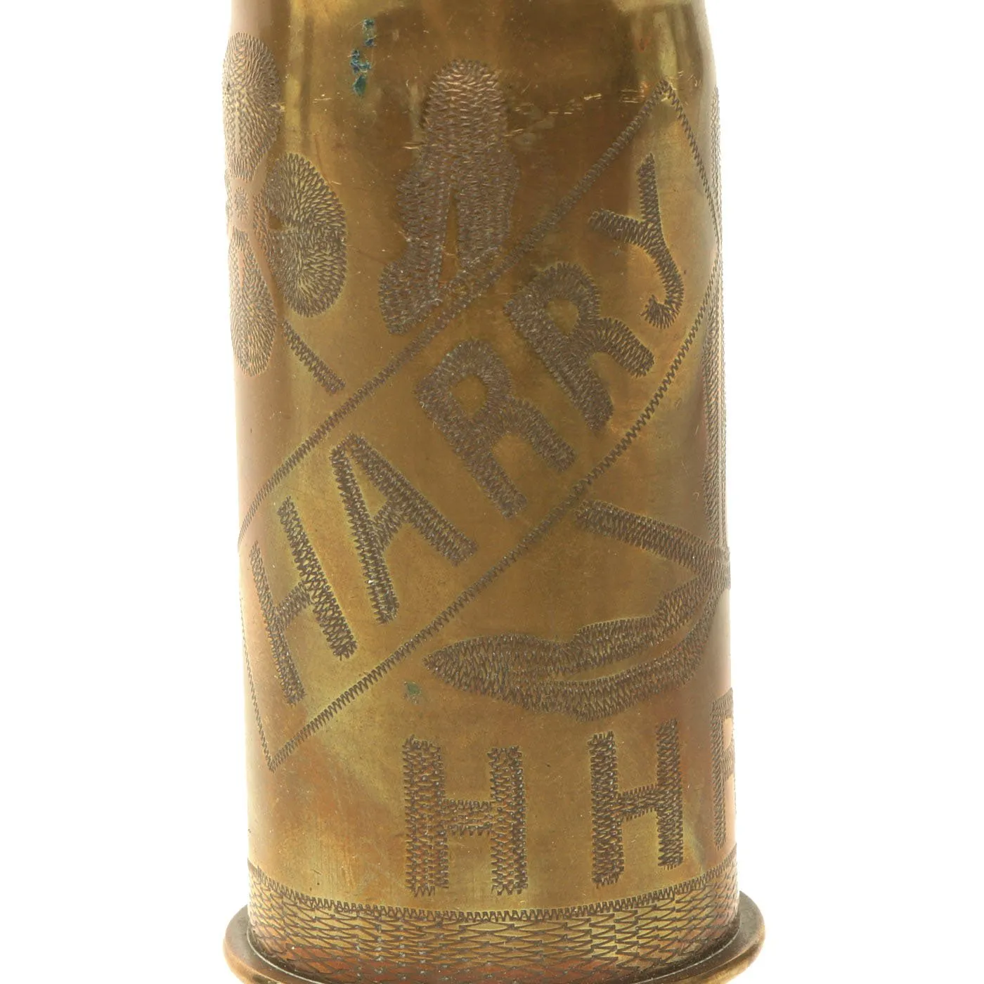 Original U.S. WWI French Trench Art Engraved Artillery Shells - M1916 37mm Gun - French 75mm Field Gun