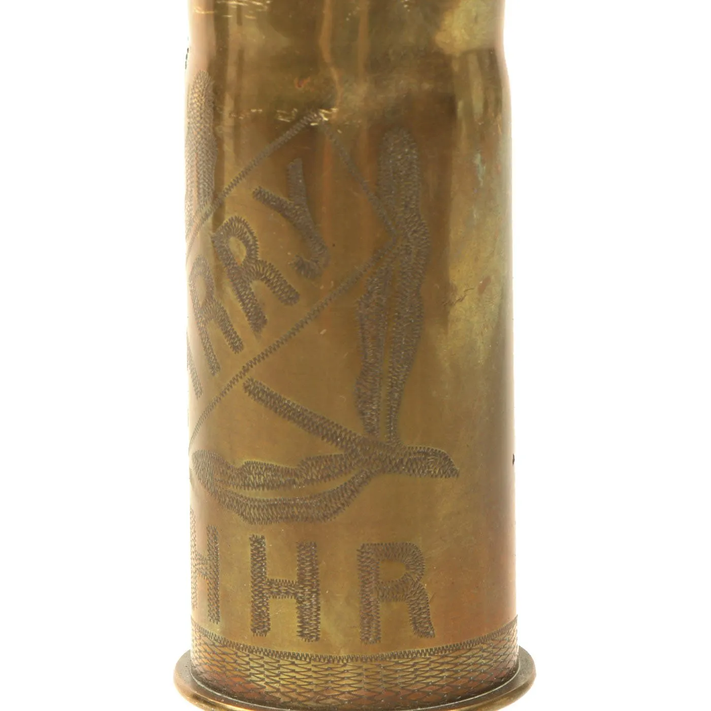 Original U.S. WWI French Trench Art Engraved Artillery Shells - M1916 37mm Gun - French 75mm Field Gun