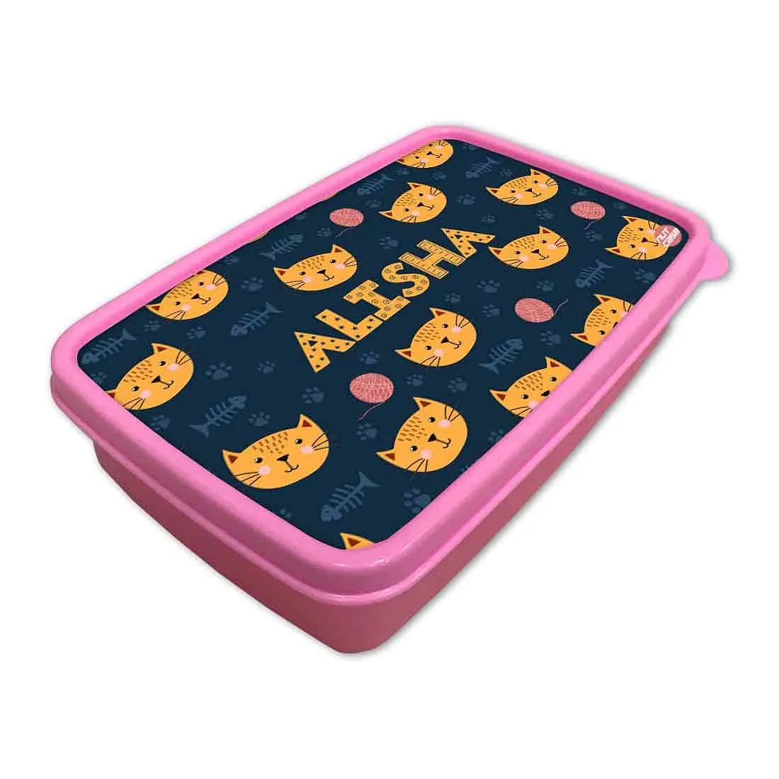 Personalized Snack Box for Kids Plastic Lunch Box for Girls -Cute Little Cat