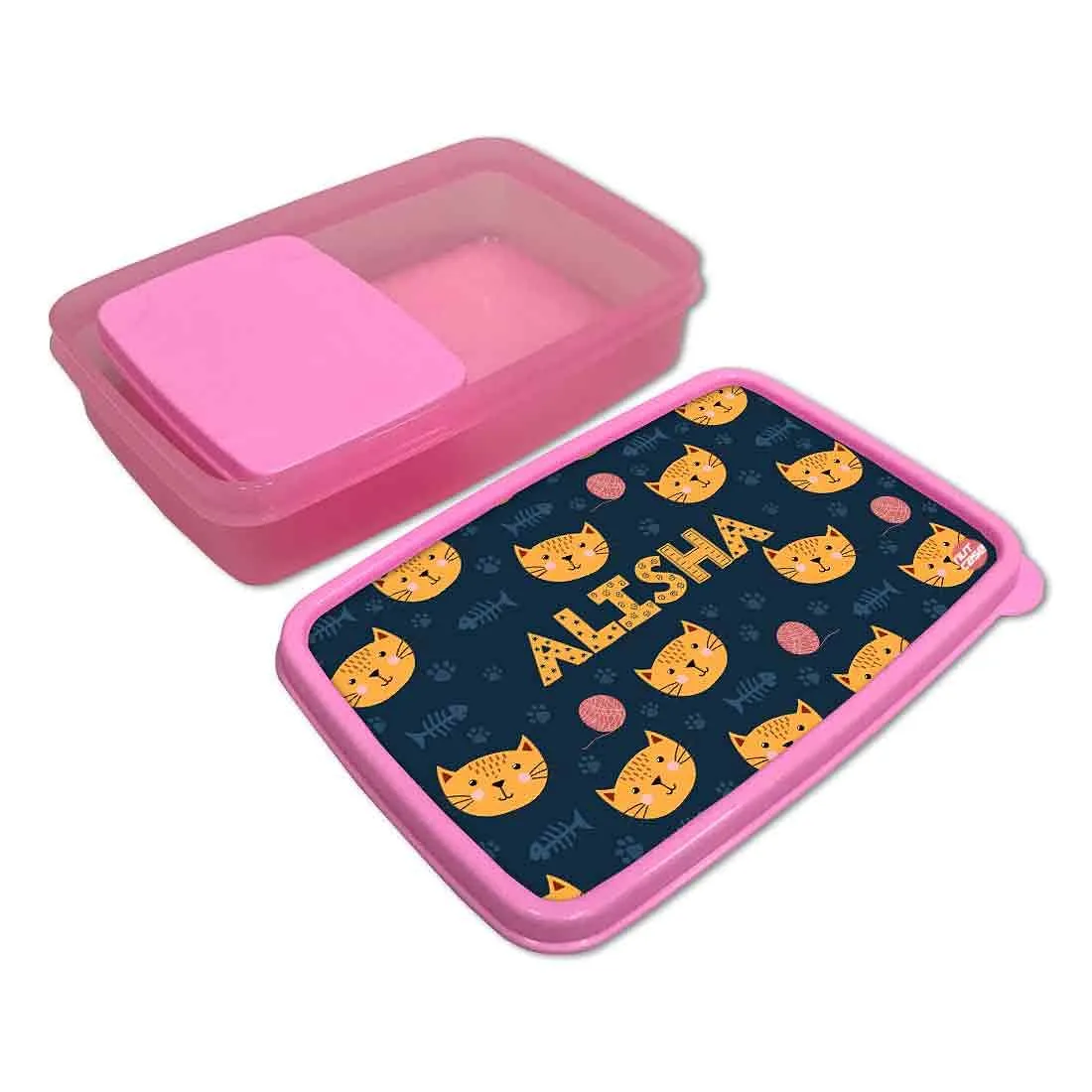 Personalized Snack Box for Kids Plastic Lunch Box for Girls -Cute Little Cat