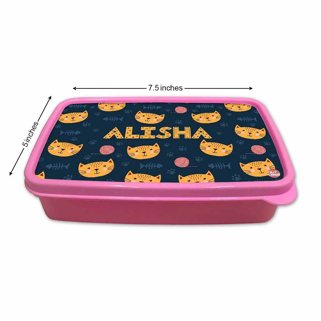 Personalized Snack Box for Kids Plastic Lunch Box for Girls -Cute Little Cat