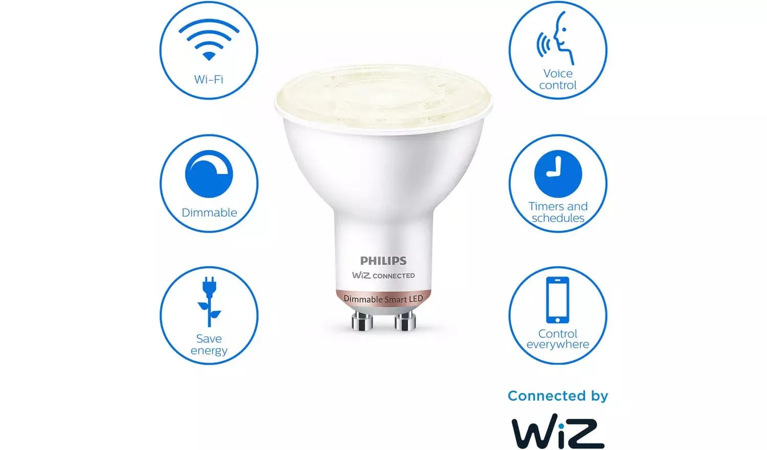 Philips WiZ GU10 White Smart LED Wi-Fi Bulb