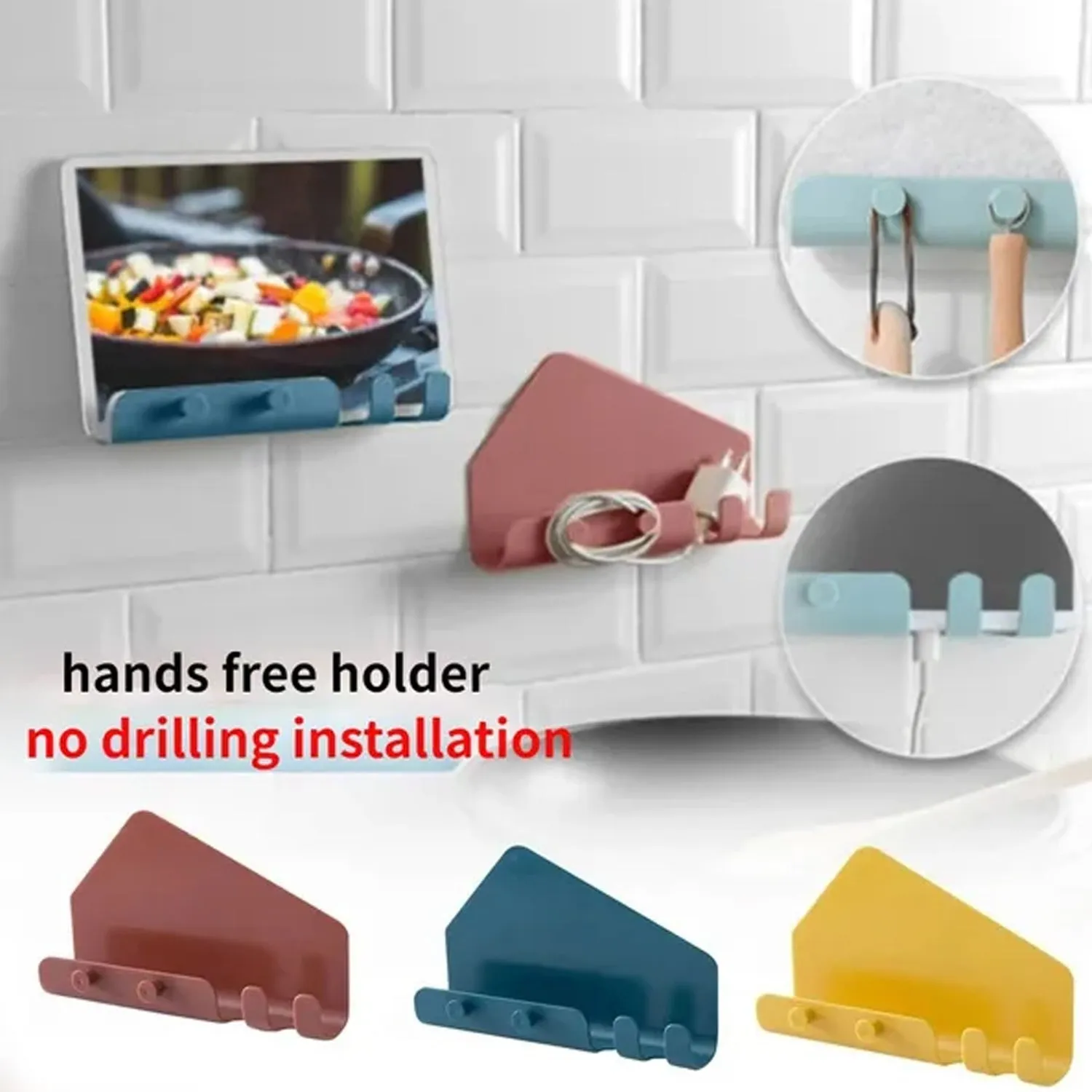 Remote Holders Adhesive Wall Mount Hole Free Wall Hanging Mobile Phone Bracket Sticky Storage Box Tablet Charging Stand Plastic