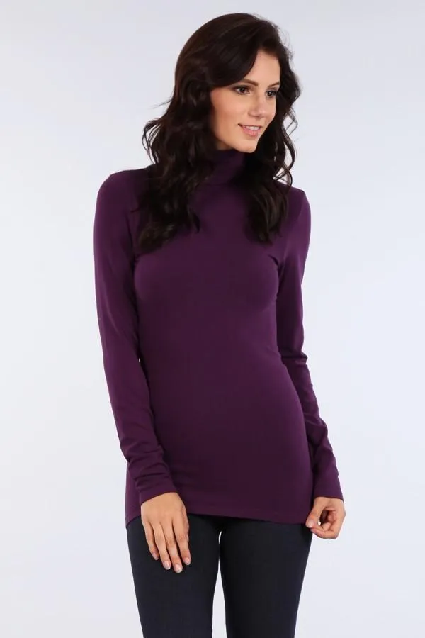 S3411 Fold Over Turtle Neck Long Sleeve Seamless Top