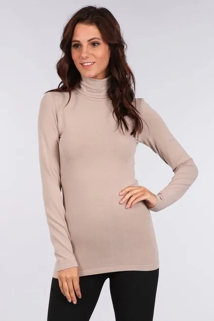 S3411 Fold Over Turtle Neck Long Sleeve Seamless Top