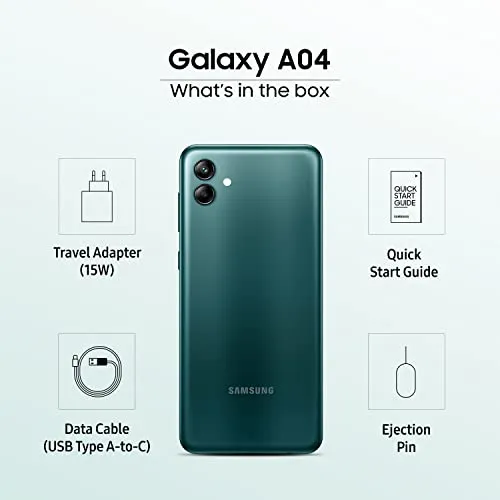 Samsung Galaxy A04 (Green, 4GB, 64GB Storage) | 50 MP Rear Camera | Face Unlock | Upto 8GB RAM with RAM Plus | MediaTek Helio P35 | 5000 mAh Battery