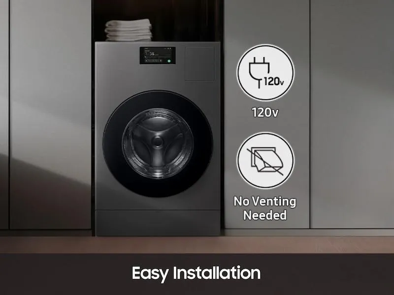 Samsung WD53DBA900HZ Bespoke AI Laundry Combo™ All-in-One 5.3 cu. ft. Ultra Capacity Washer and Ventless Heat Pump Dryer in Dark Steel