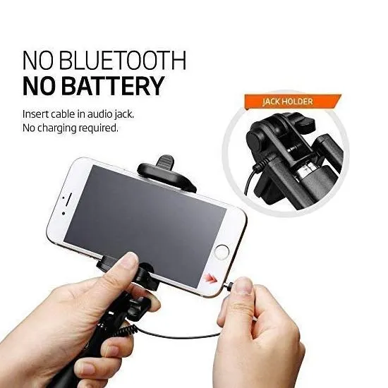 Selfie Stick Monopod for Mobile Phone with AUX Cable | For iPhone and Android Phones