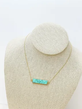 Semi Precious Bar Pendant Necklace - Turquoise