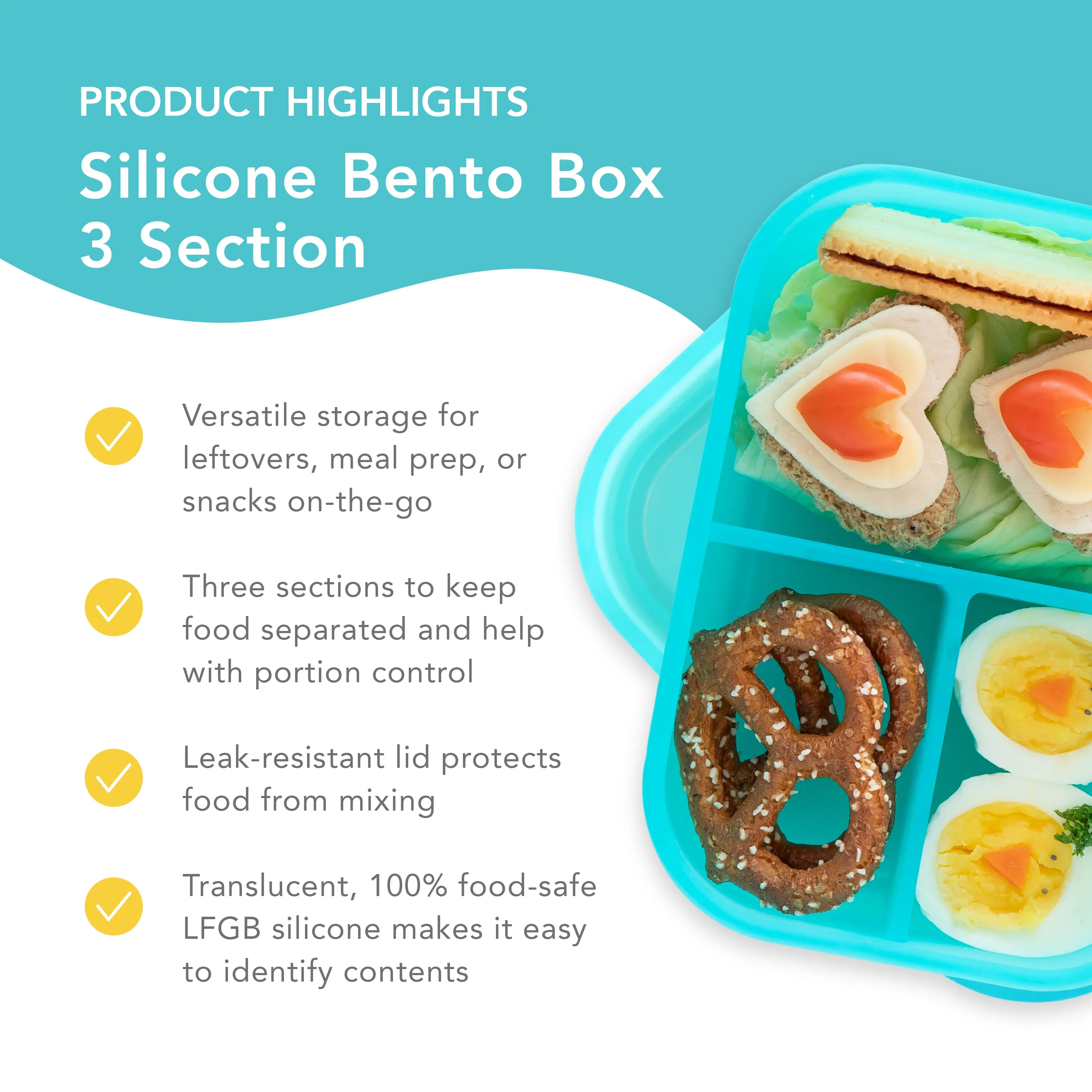 Silicone Bento Box 3 Section: Blue Jelly