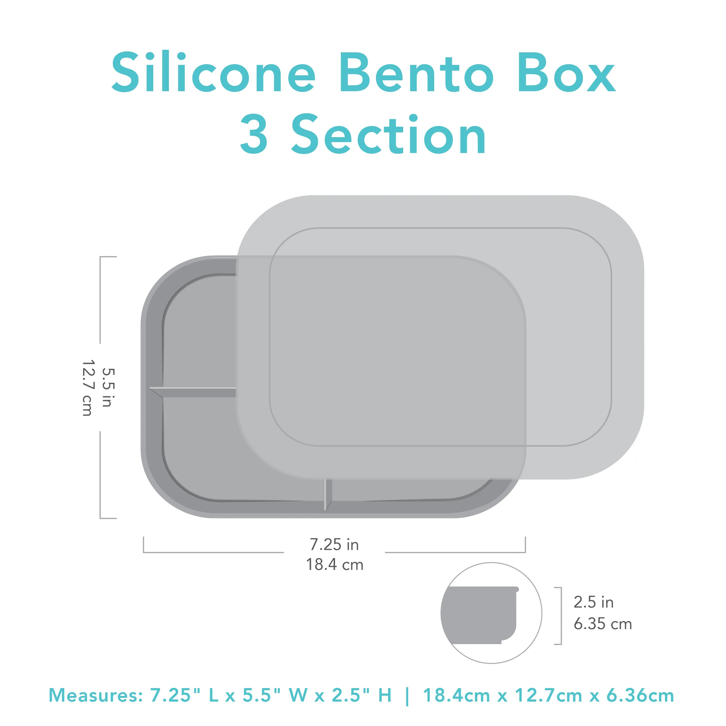 Silicone Bento Box 3 Section: Blue Jelly