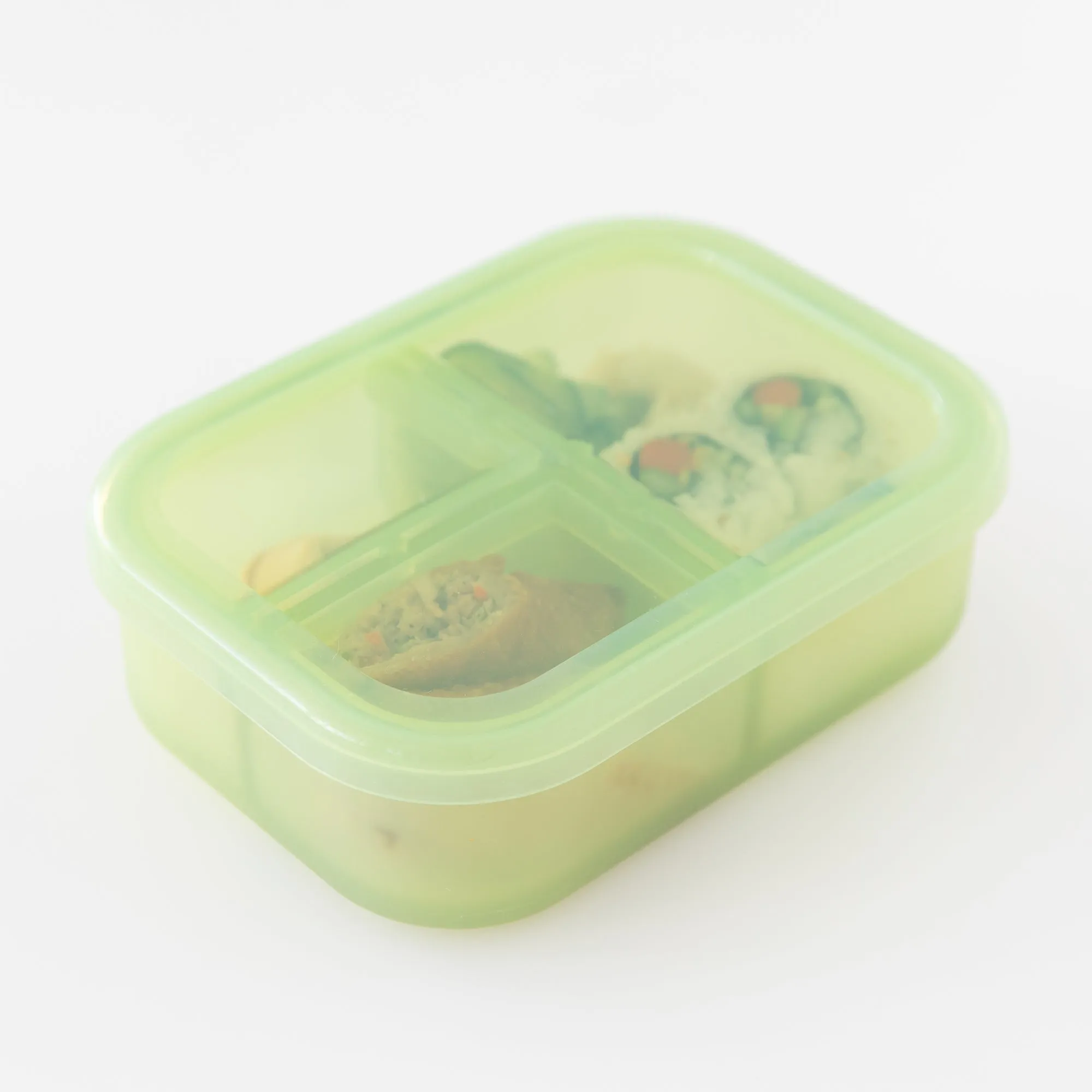 Silicone Bento Box 3 Section: Green Jelly