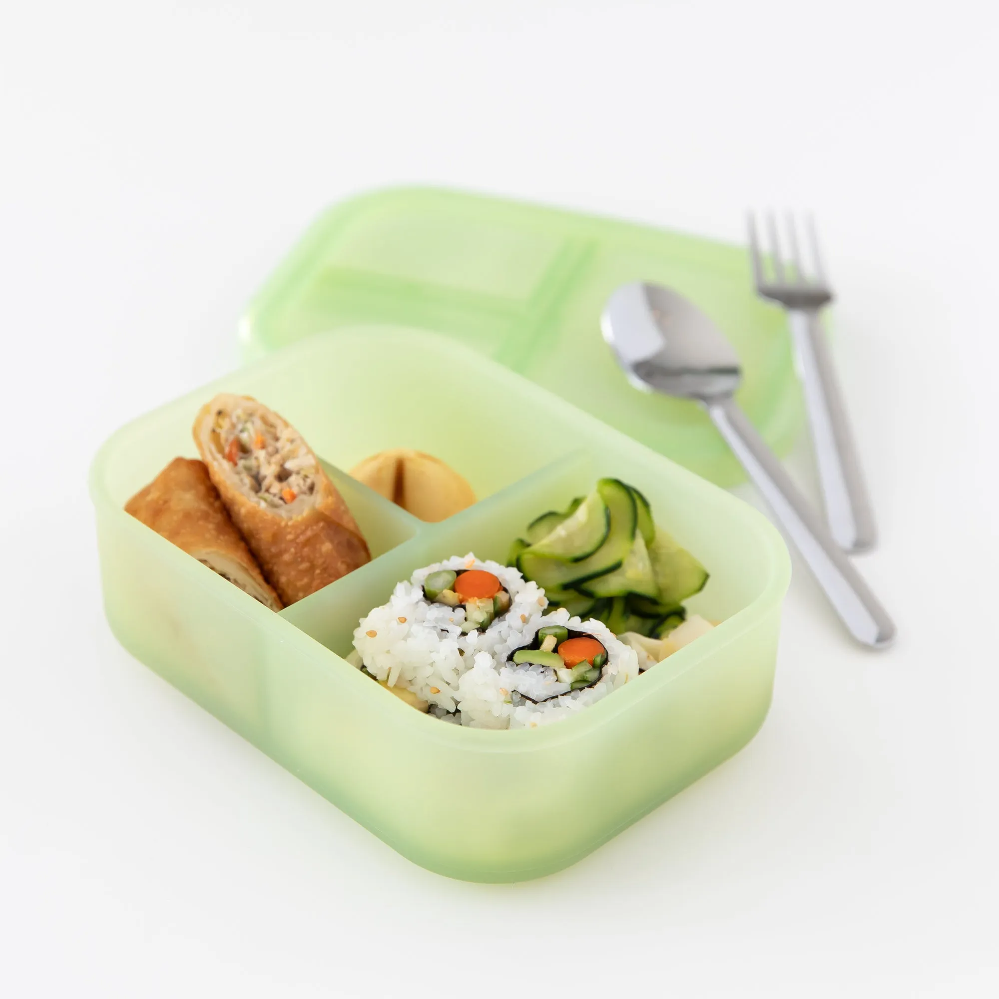 Silicone Bento Box 3 Section: Green Jelly