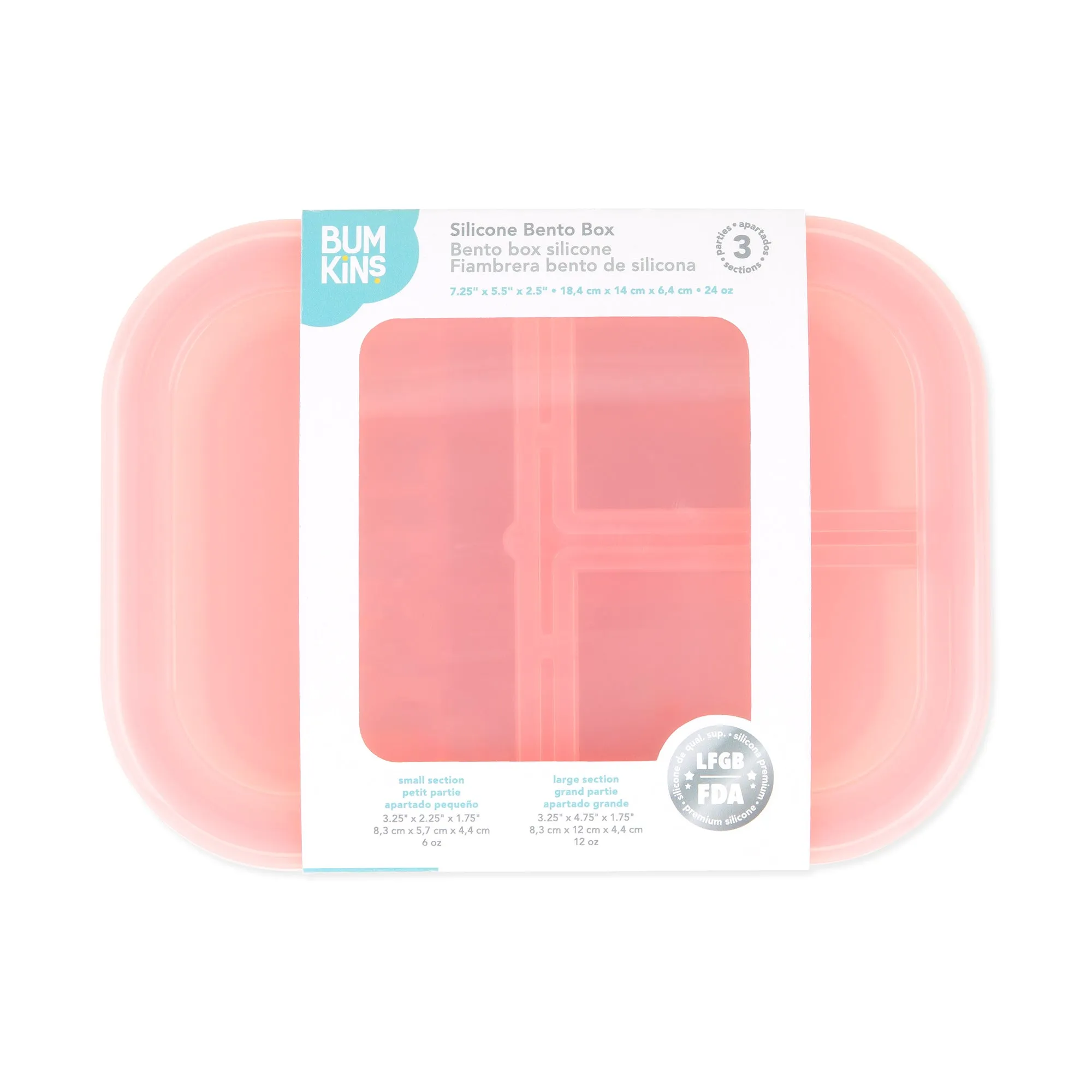 Silicone Bento Box 3 Section: Pink Jelly