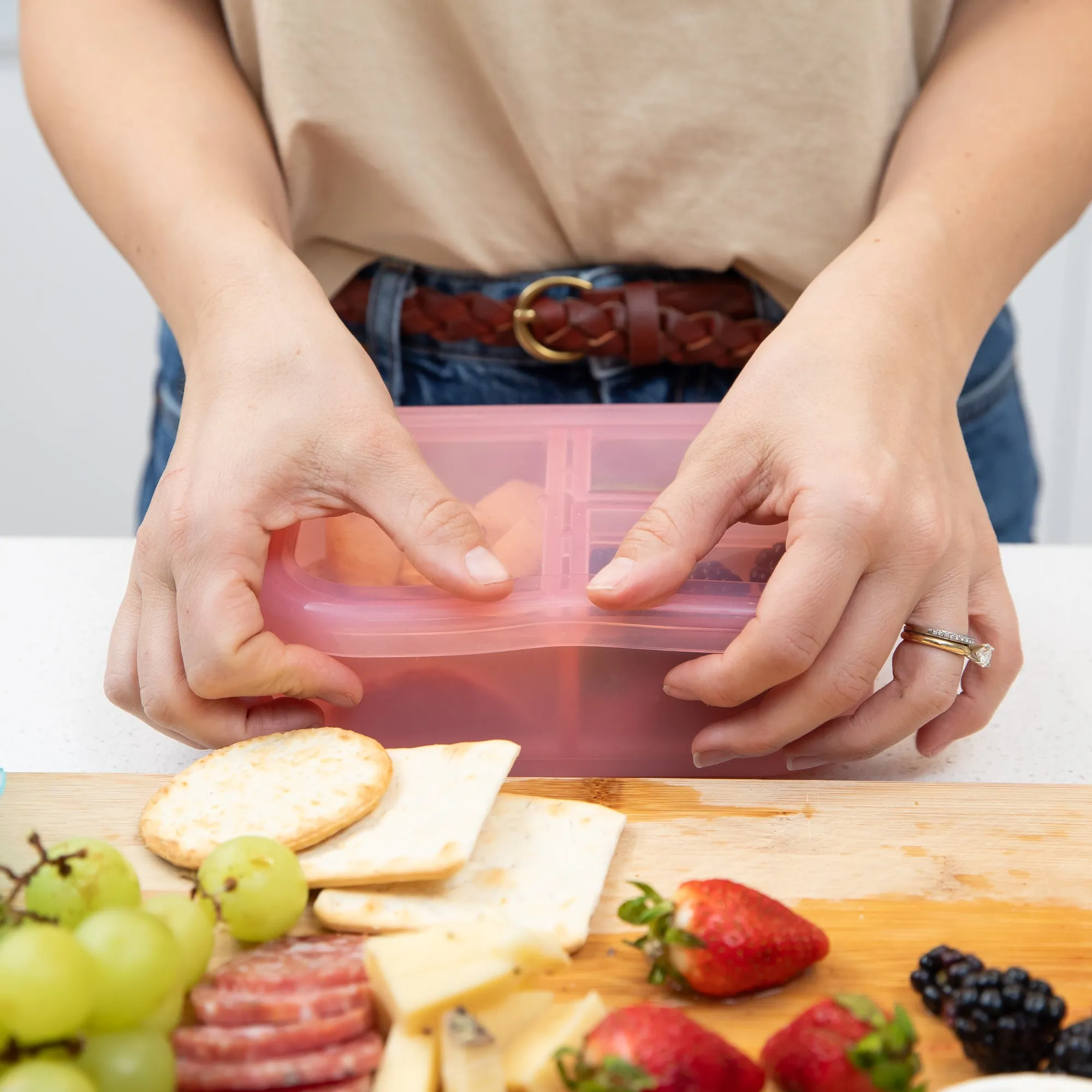 Silicone Bento Box 3 Section: Pink Jelly