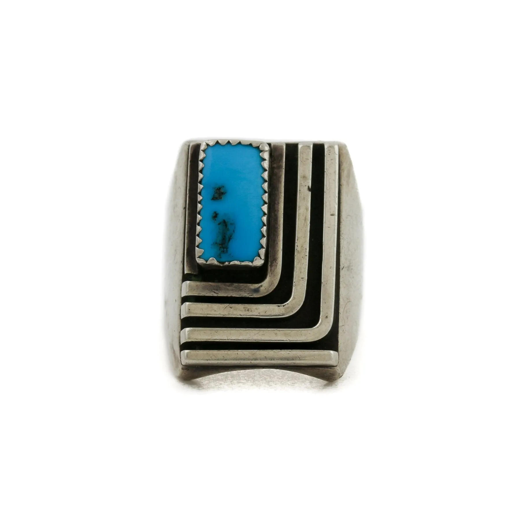 Silver x Art-Deco 1970's Turquoise Navajo Ring