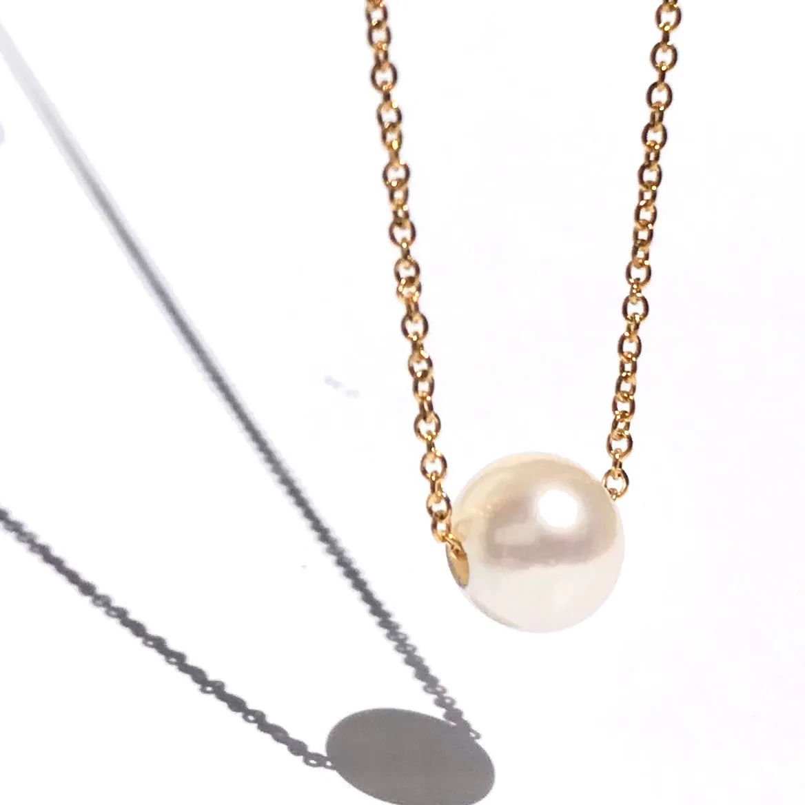 SINGLE PEARL ON GOLD FILL CHAIN NECKLACE