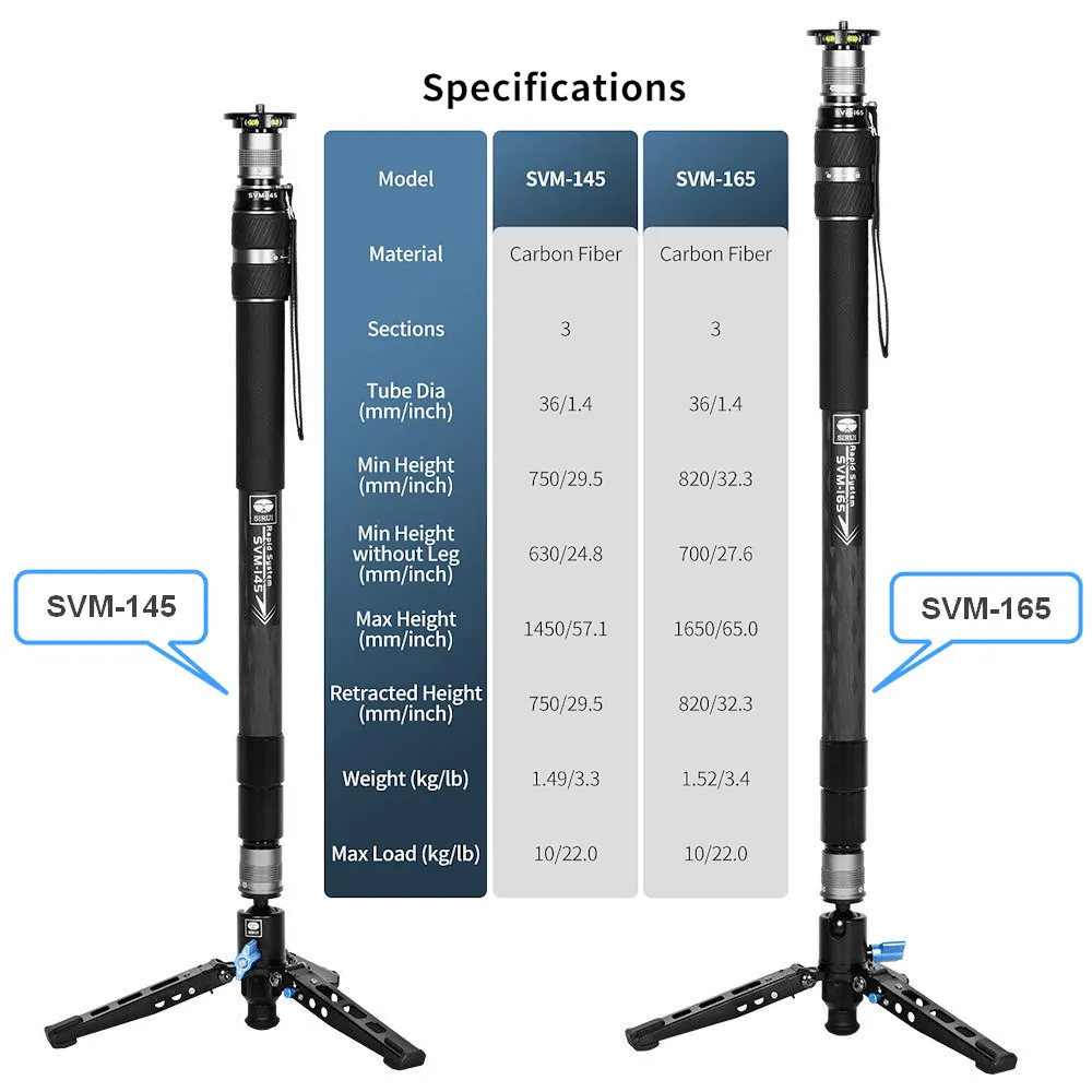 SIRUI SVM Rapid System One-Step Height Adjustment Modular Monopod ( SVM-145 / SVM-165 / SVM-E )