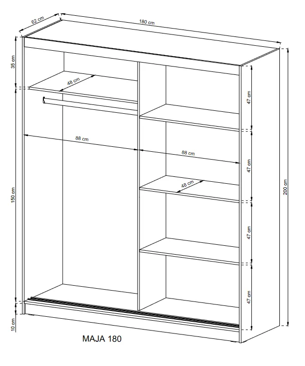 SLIDING DOOR WARDROBE MAJA ALU 180CM SONOMA