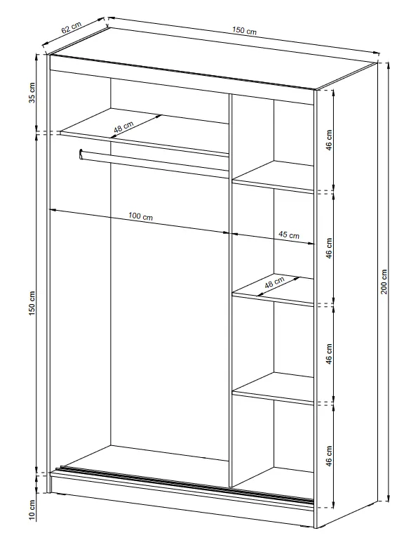 SLIDING DOOR WARDROBE MAJA I MIRROR 150cm SONOMA