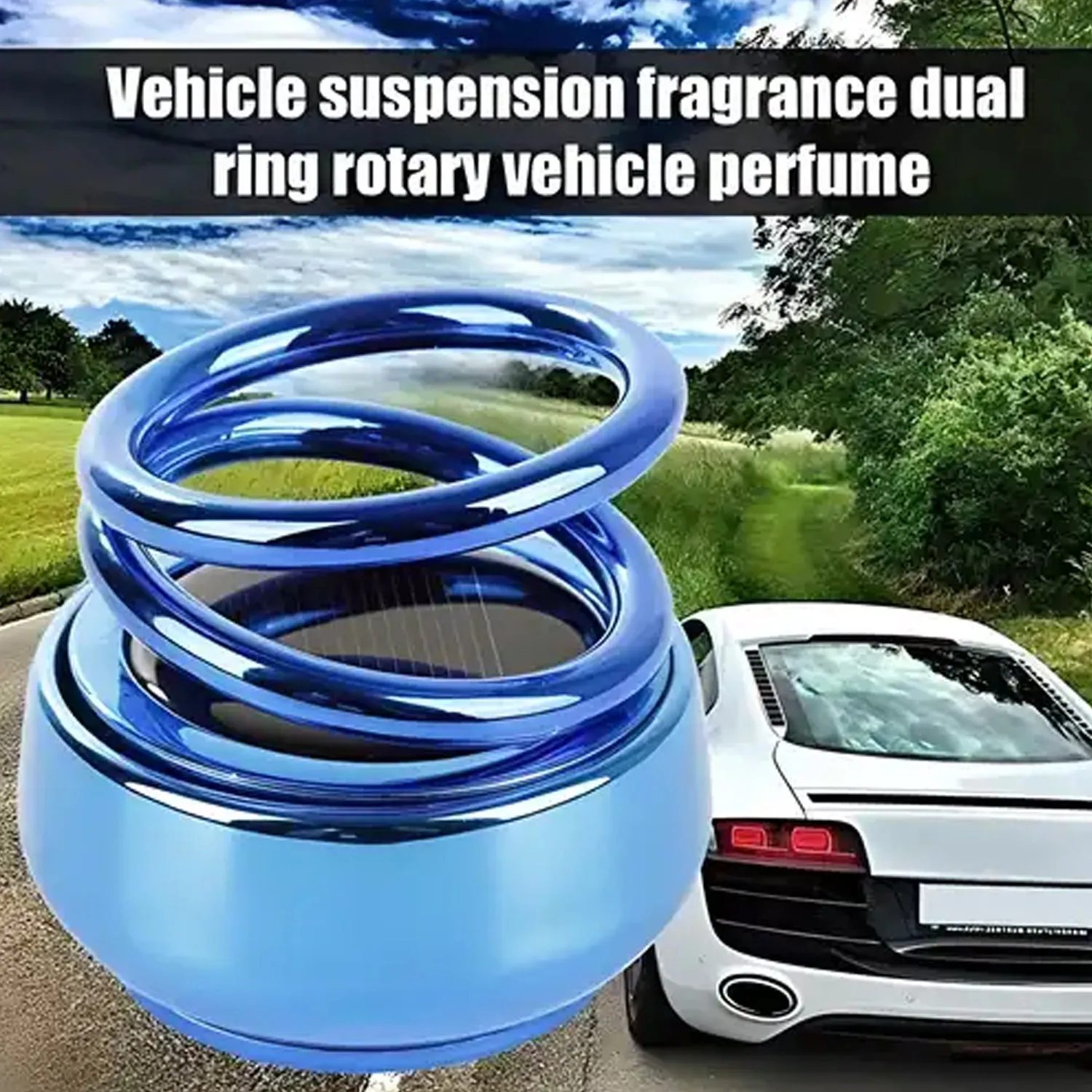 Solar Power Car Aroma Diffuser 360°Double Ring Rotating Design, Car Fragrance Diffuser, Car Perfume Air Freshener for Dashboard Home Office