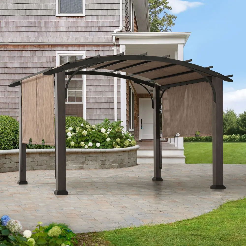 SUNJOY 10' x 12' Dylon Pergola with Arched Roof and Adjustable Canopy