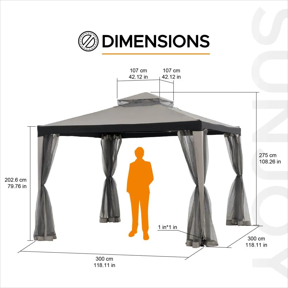 SUNJOY 10x10 Chatam Soft Top Gazebo with Mosquito Netting